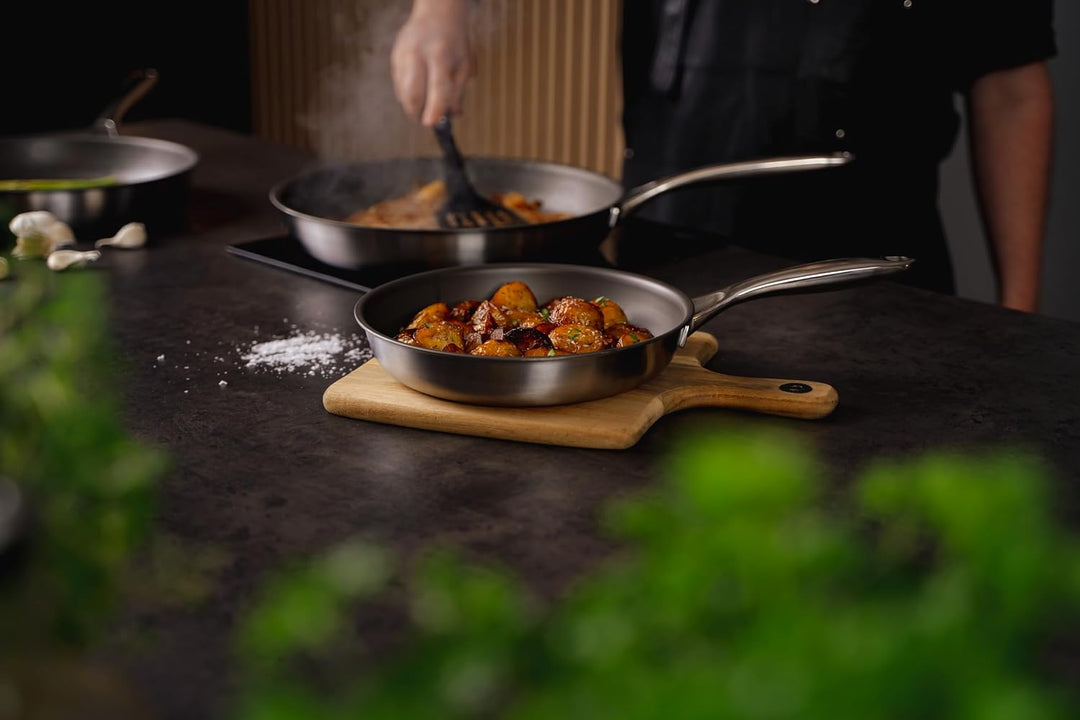 Onyx Cookware ZERO Bratpfanne 24 cm – Natürliche Antihaft aus Edelstahl | Ohne chemische Beschichtun