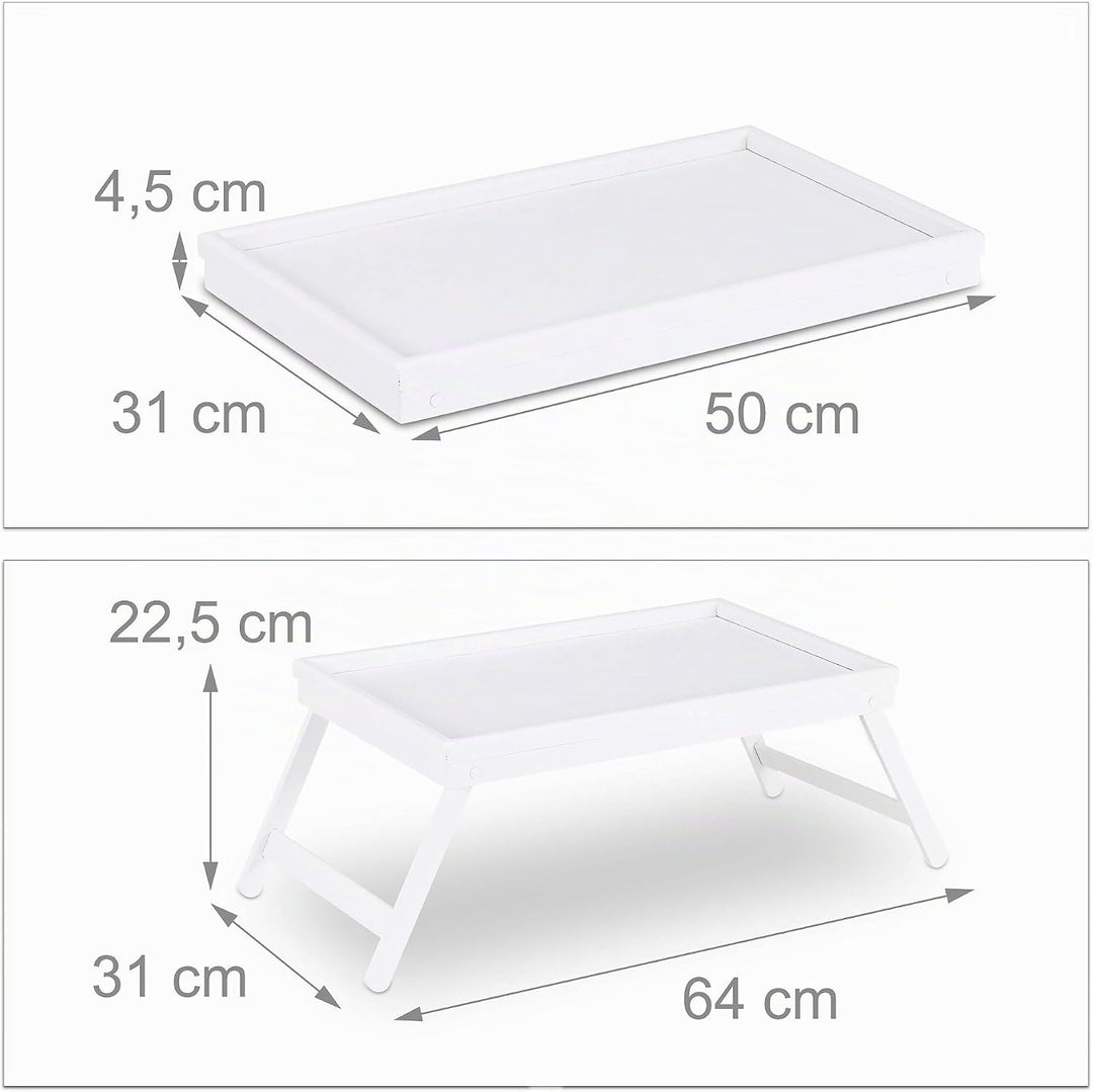 HLP Betttabletts aus Bambus, Füsse mit Klappen, 2 Stück, Serviertablett & Frühstück, 22 x 64 x 31 cm