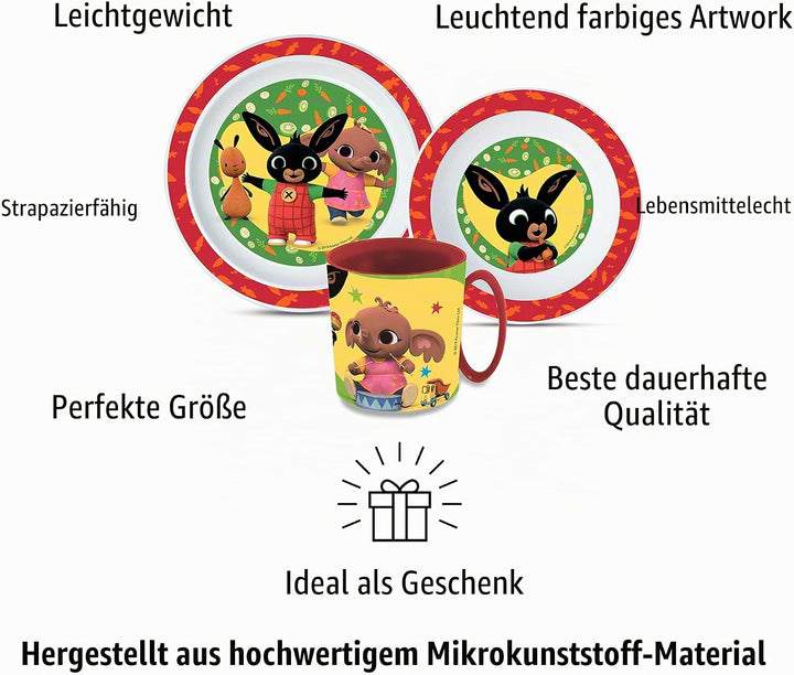 Kindergeschirr Set Bing, Wiederverwendbares Geschirrset für Kinder, geschirr Set Teller, Müslischale
