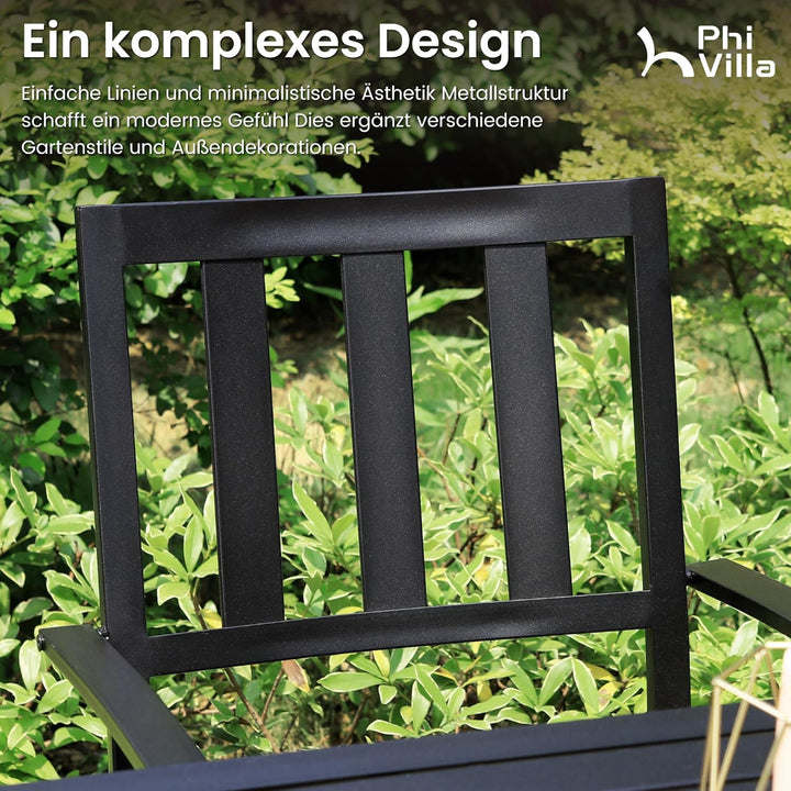 PHIVILLA Gartentisch und Stühle 4er Set Terrassentisch Stühle Metall Outdoor Bistro Gartenmöbel Sets