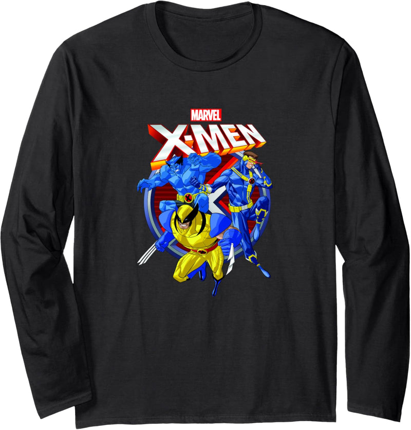 Marvel X-Men Action Group Shot Logo Langarmshirt