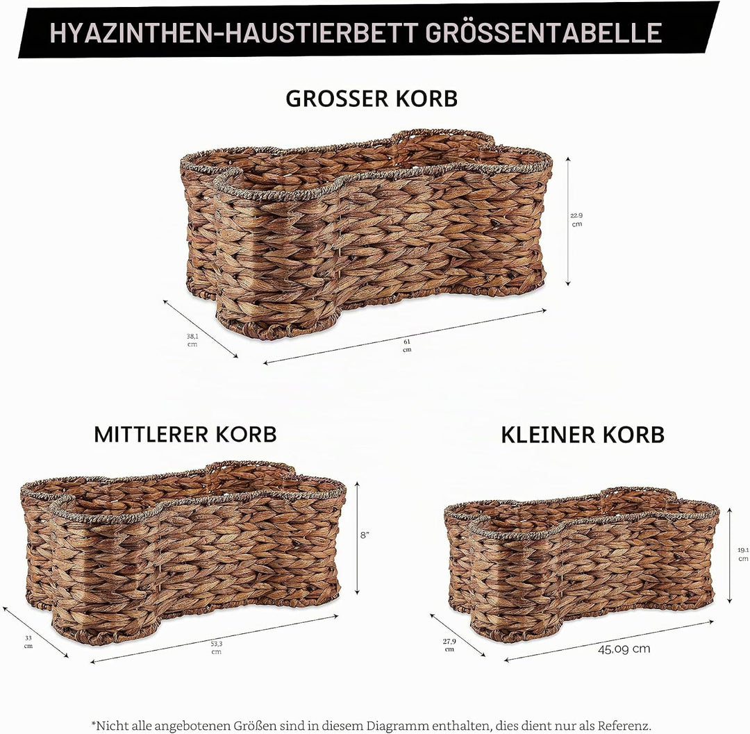 Bone Dry Knochen Form Haustier Spielzeug und Zubehör Aufbewahrungskorb Hyacinth S, Hyacinth S