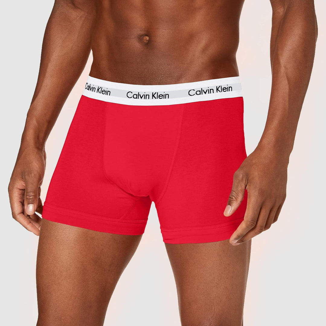 Calvin Klein Baumwolle Stretch 3 Pack Boxer Short, Schwarz Mit Blau/erdbeerfeld/schwarz S White/Red