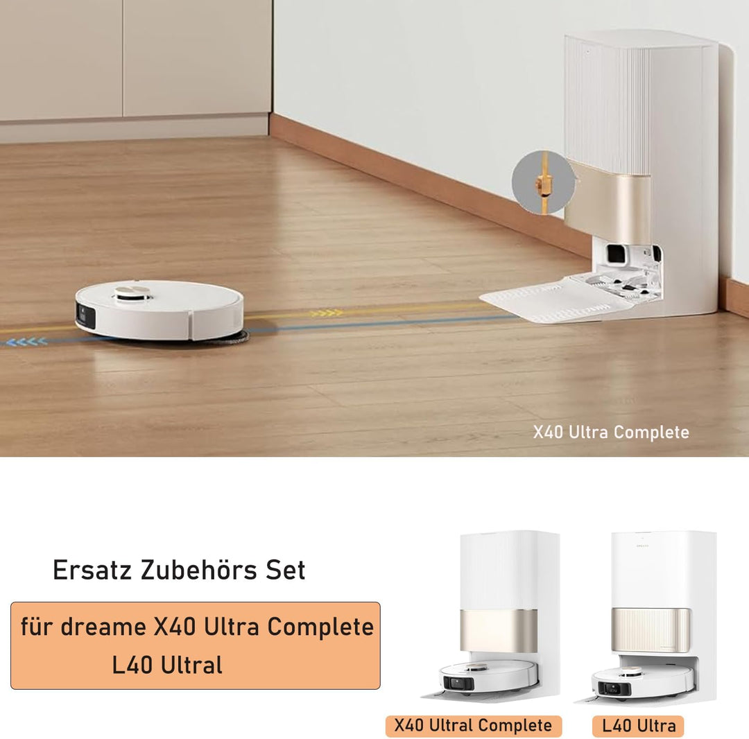 Zubehörset für dreame X40 Ultra Complete / L40 Ultra, Saprdii 6 Staubbeutel, 4 Wischtücher, 2 Rollbü