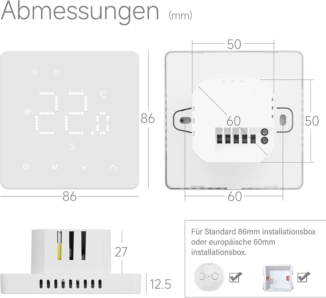 Beok Thermostat Heizung Digital Für Gaskessel, Thermostat Fussbodenheizung Smart WiFi Raumthermostat