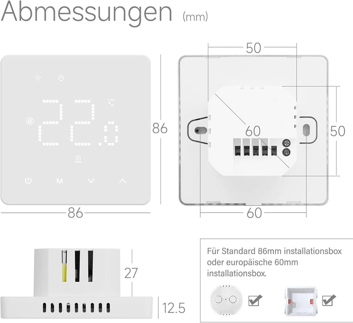 Beok Thermostat Heizung Digital Für Gaskessel, Thermostat Fussbodenheizung Smart WiFi Raumthermostat