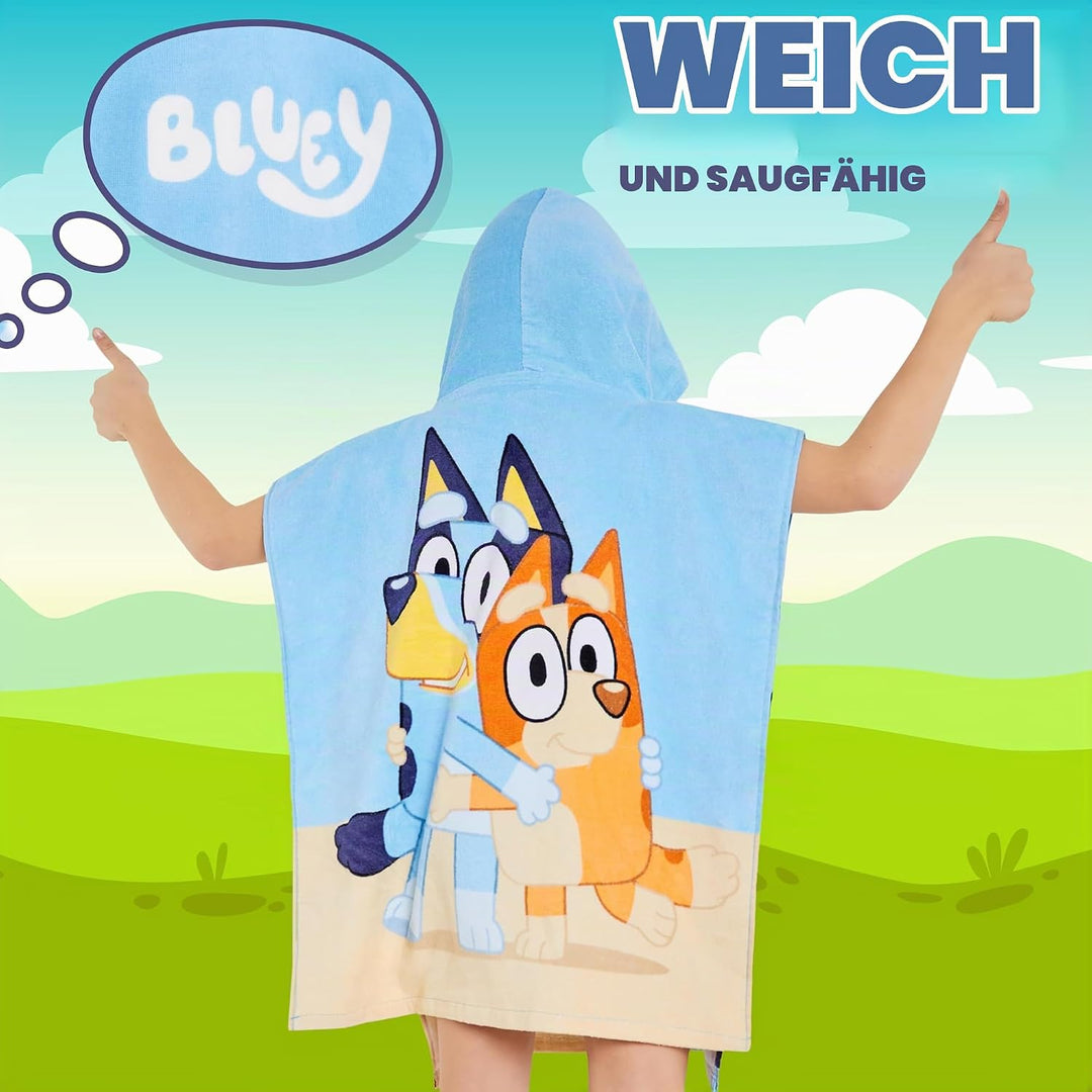 BlueY Badeponcho Kinder mit Kapuze Baumwolle Frottee Poncho Handtuch Kinder Jungen Mädchen Kaputzenh