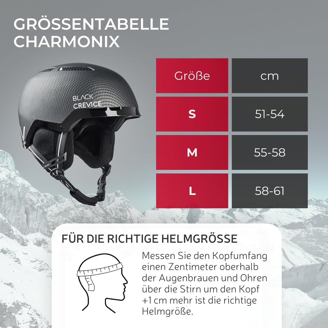 Black Crevice Skihelm Chamonix I Stossfester Skihelm in sportlichem Design I Skihelm Herren & Damen