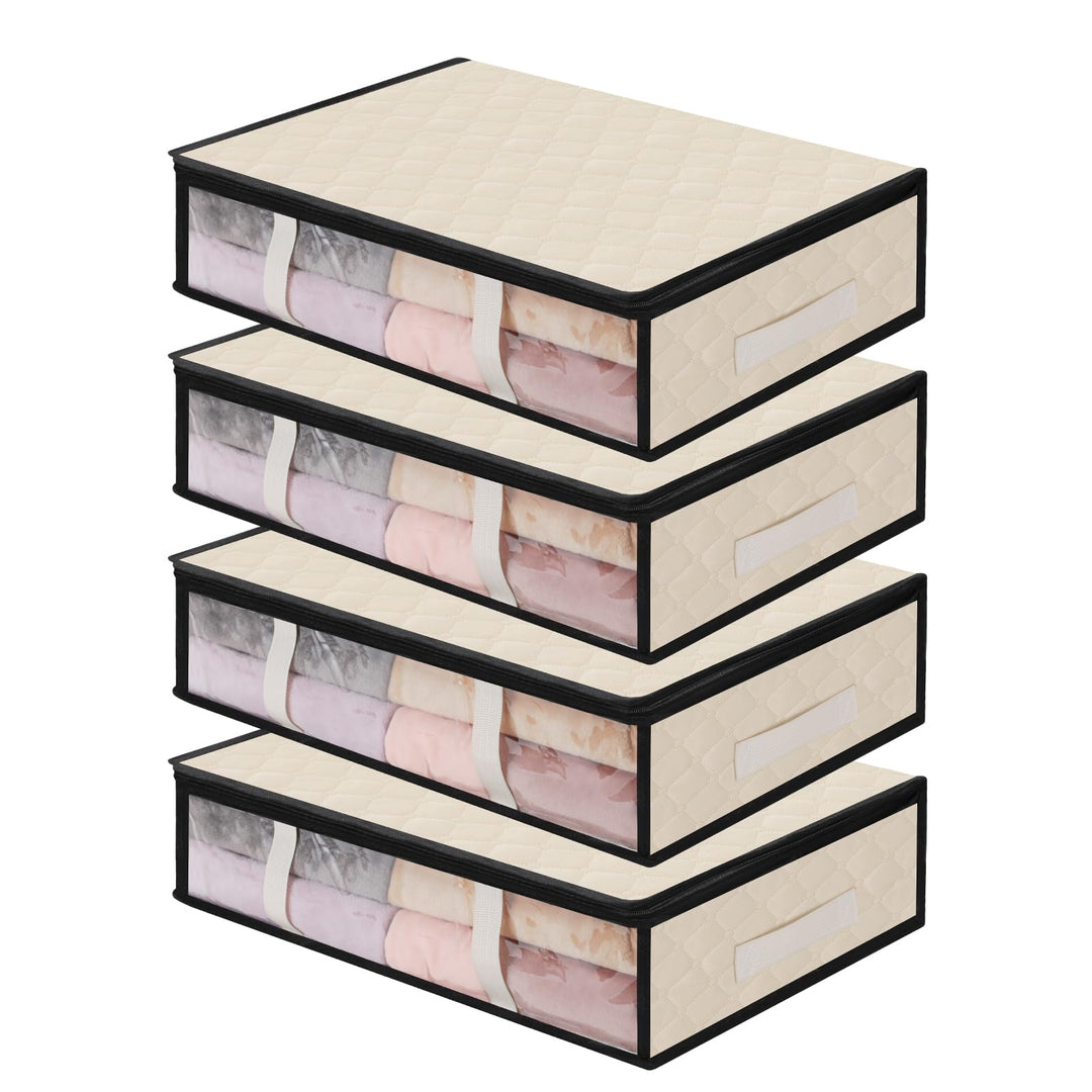 AiQInu Unterbett Aufbewahrungsbox,4 Stück Unterbettkommode mit Sichtfenster und 4 Haltegriffen 60x 4