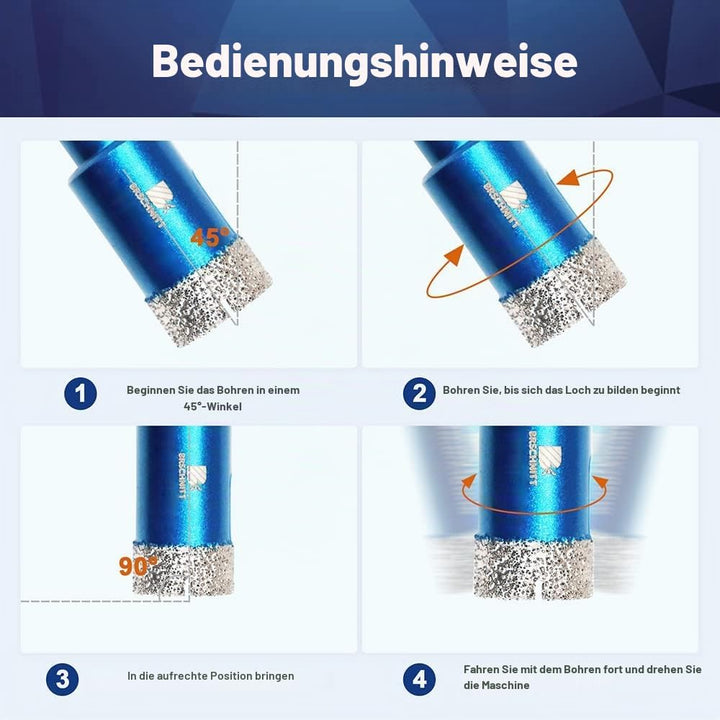 Diamant Trockenbohrer Fliesenbohrer 43mm - BRSCHNITT 3 Stück Diamant Bohrkrone - Lochsäge für Kerami