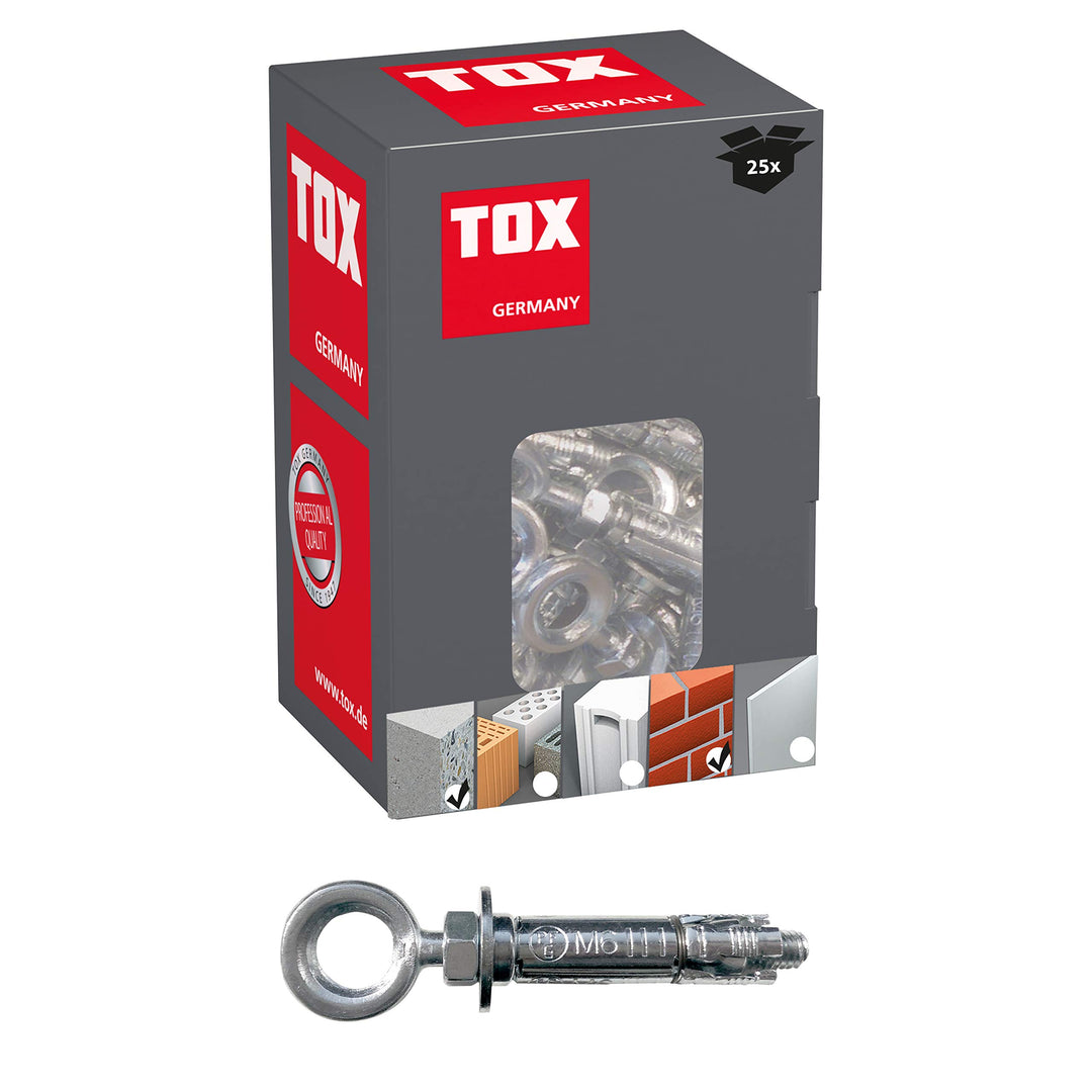 TOX 3710204 Spreizanker mit Öse Pirat Sven-O, M10x60, Inhalt 25 Stück, 03710204, Grau 10x60 mm, 10x6