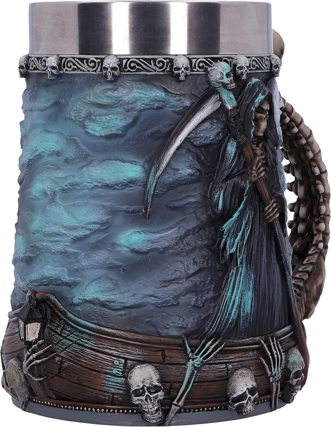 Nemesis Now River Styx Sensenmann Bierkrug, Harz, blau, 17,5 cm