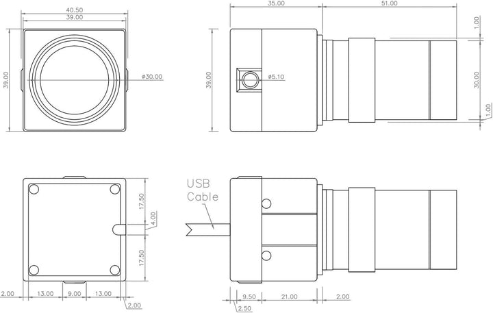 ELP USB Kamera 1080P Low Illumination Webcam 5-50mm Optischer Zoom Objektiv Variabler Fokus IMX323 U