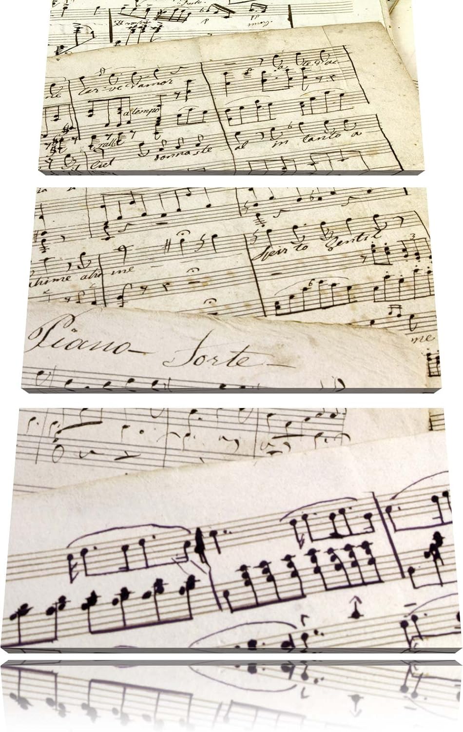 Pixxprint Stilvolle alte Notenblätter 3-Teiler Leinwandbild 120x80 Bild auf Leinwand