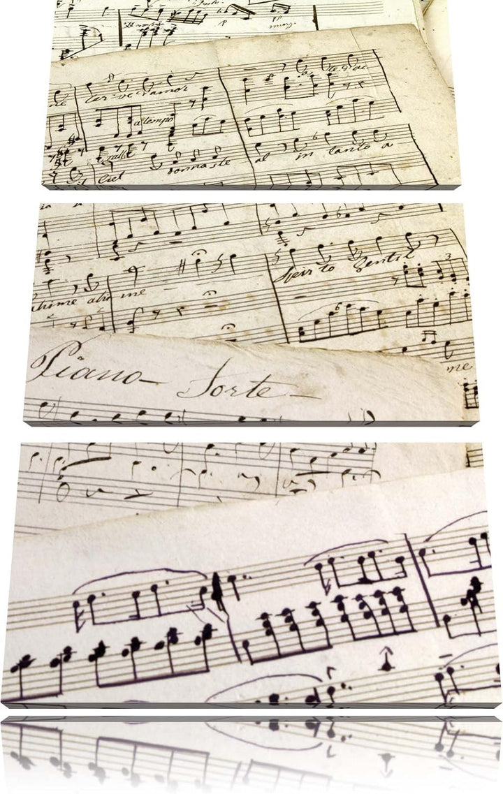 Pixxprint Stilvolle alte Notenblätter 3-Teiler Leinwandbild 120x80 Bild auf Leinwand