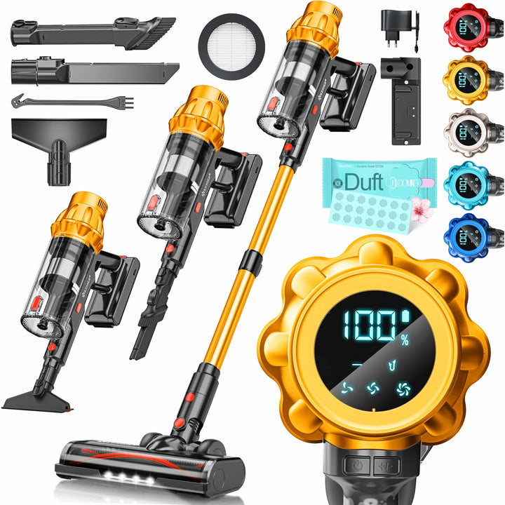 KESSER® Akku Staubsauger kabellos bis 70 Min. Laufzeit &amp; Leise | Akkustaubsaguer mit LED Display Sta
