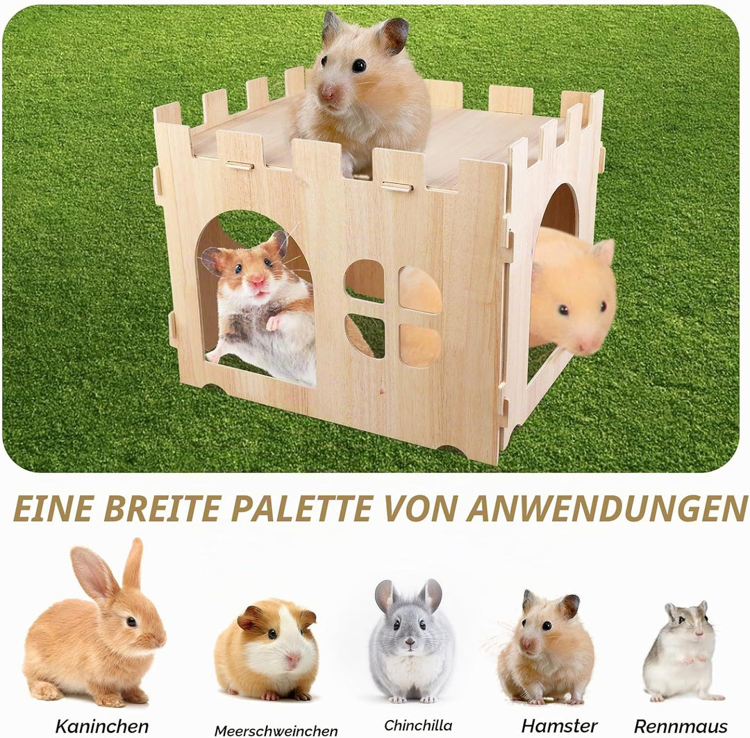 Grosse Kaninchenhaus, Verstecke Hölzernes Kaninchen Versteck Schloss, Hasen Spielhaus, Abnehmbares K