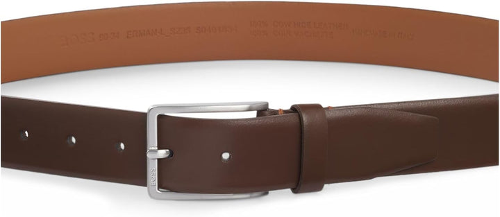 BOSS Herren Erman-L Sz35 In Italien gefertigter Ledergürtel mit Logo-Gravur auf der Schliesse, Mediu
