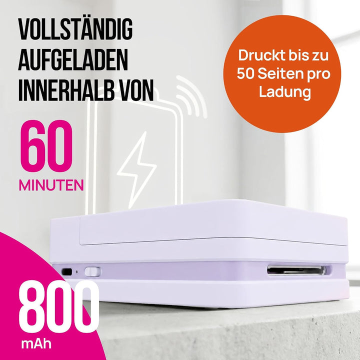 Nelko Fotodrucker für Smartphone, PP01 Mini Fotodrucker, 20 Blatt, Voilett Voilett 1 Fotodrucker+20