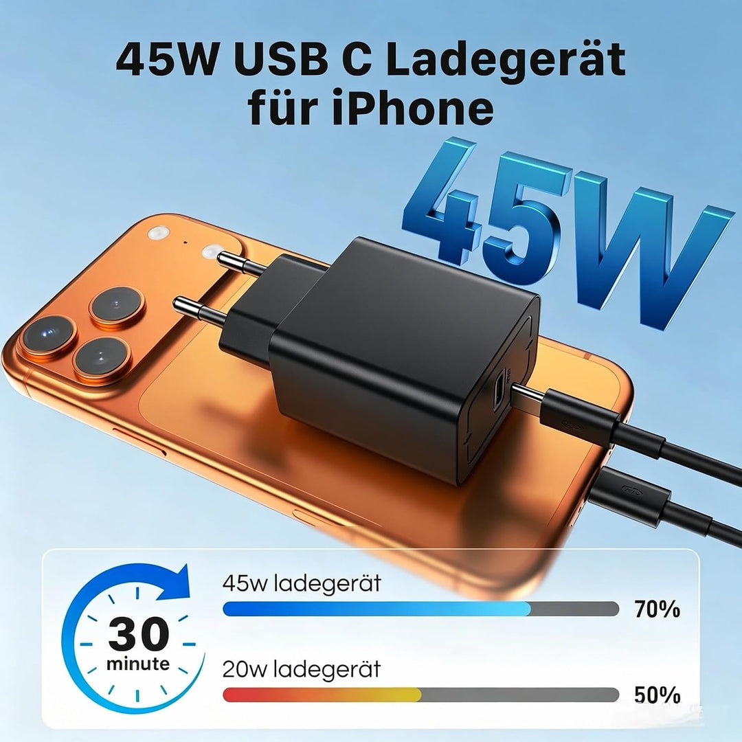 2Pack 45W USB C Ladegerät, USB C Netzteil Stecker Adapter Schellladegerät für Samsung Galaxy S26 S25