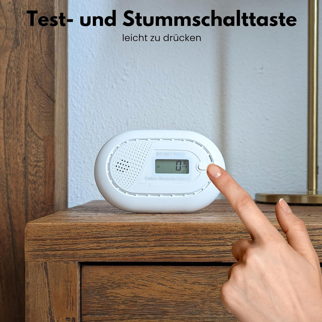 Kohlenmonoxid Melder - 10 Jahre Batterie - Aroha Safety Pro CO Melder, CO Gaswarner, CO Warner, Kohl