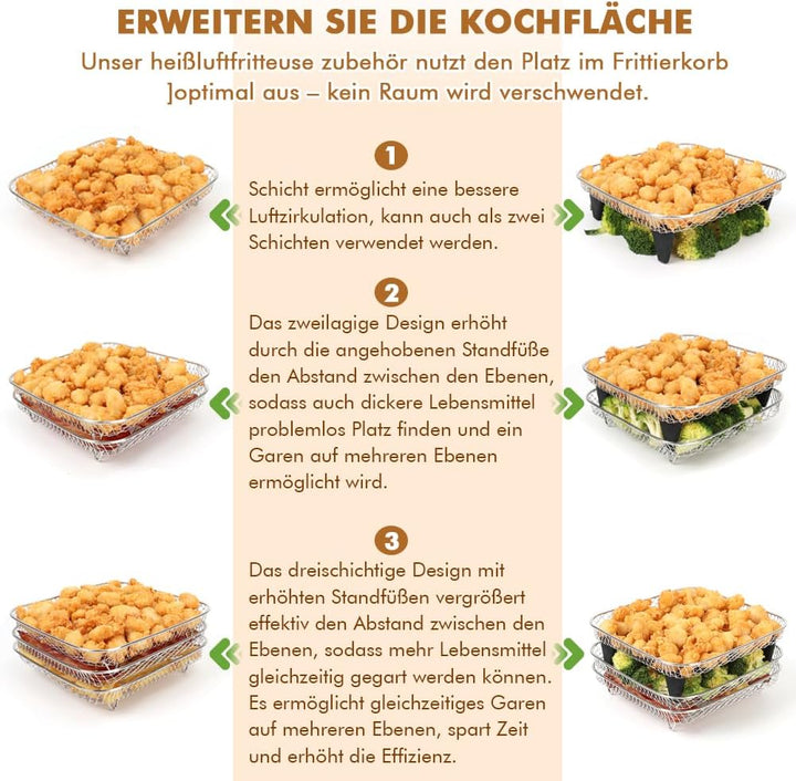 YQL Airfryer Zubehör für Russell Hobbs 4L, Stapelbare Gitter für Heissluftfritteuse mit Innenmass >1