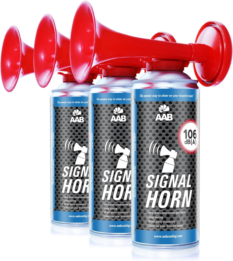 AAB Signal Horn – Laut Nebelhorn 106 dB(A) Mit Nicht Brennbarem Gas, Airhorn, Fussball Tröte, Gasfan