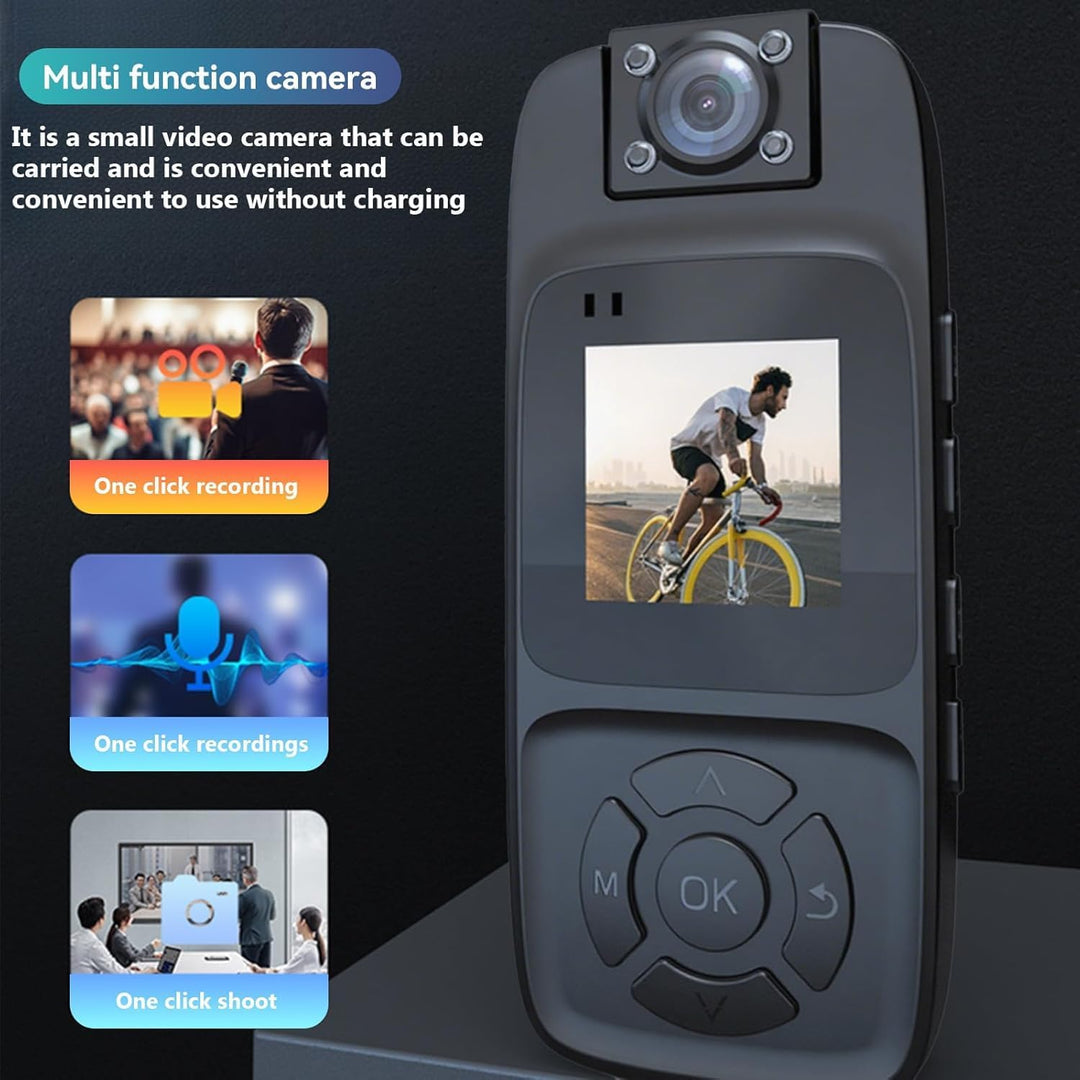 BodyCam 256G IPX7 Wasserdicht mit Nachtsichtfunktion,4K Körperkameras mit 180°Drehbarer Kamera, 180