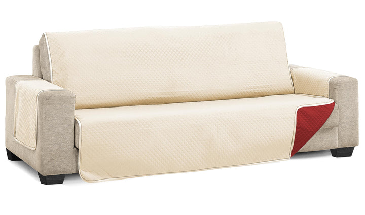 Martina Home Diamond Sofabezug, Polyester, Beige/Rot, 3-Sitzer Beige/Rot 3 Sitzer, Beige/Rot 3 Sitze