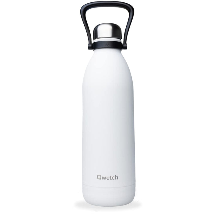 QWETCH - Isothermische Flasche - Titan Matt weiss 1,5L - 48h kalt & 16h heiss - BPA frei, wasserdich