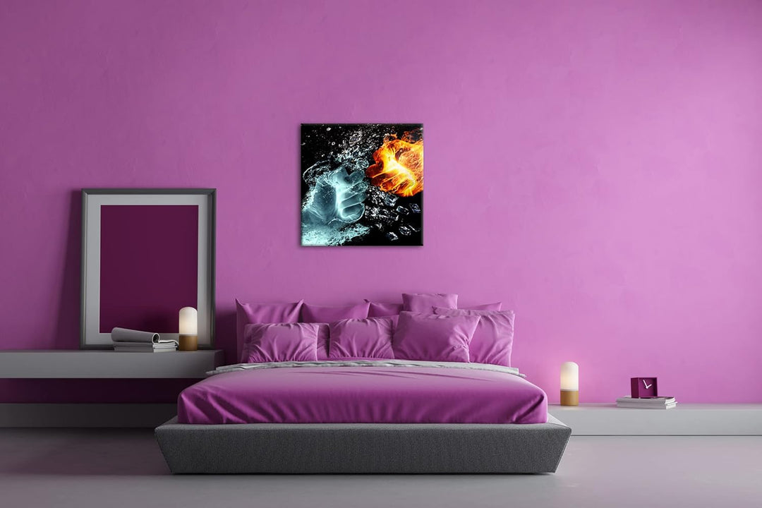 deyoli Feuer und Wasser prallen zusammen Format: 60x60 cm als Leinwandbild, Motiv fertig gerahmt auf