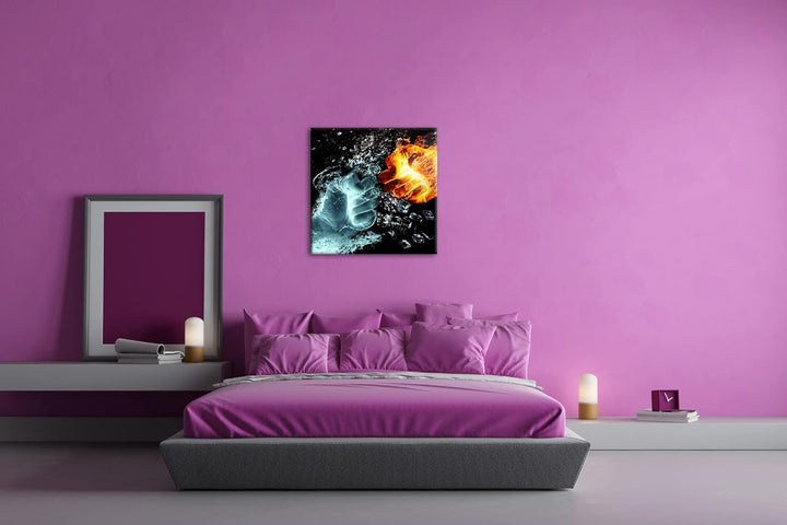 deyoli Feuer und Wasser prallen zusammen Format: 60x60 cm als Leinwandbild, Motiv fertig gerahmt auf