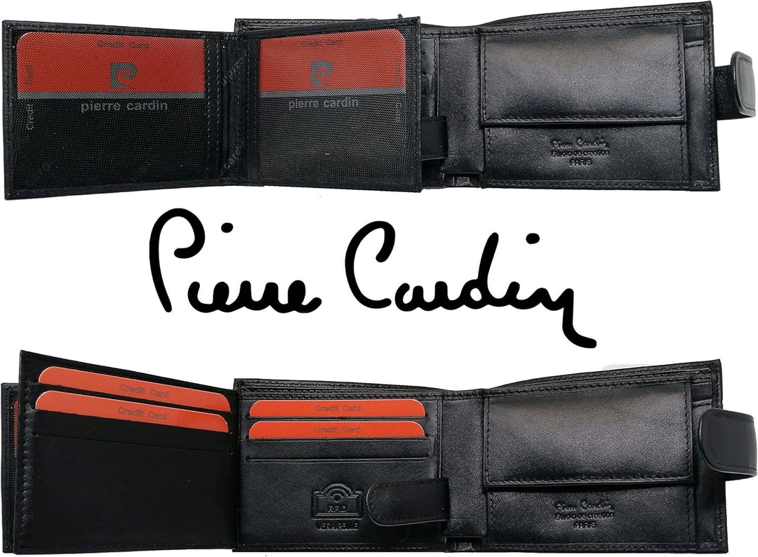 Pierre Cardin Geldbörse für Herren, echtes Leder, Slim, Herren, kleines dünnes Rfid, Geschenk, Brief