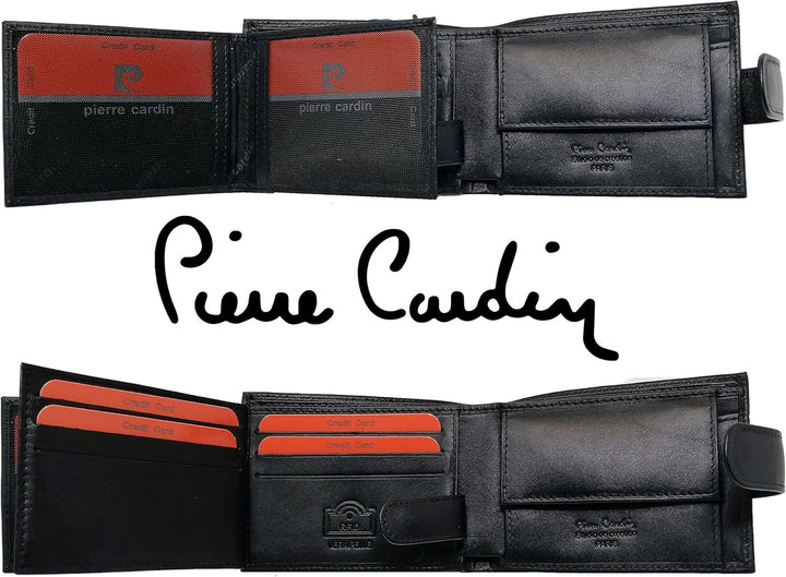 Pierre Cardin Geldbörse für Herren, echtes Leder, Slim, Herren, kleines dünnes Rfid, Geschenk, Brief
