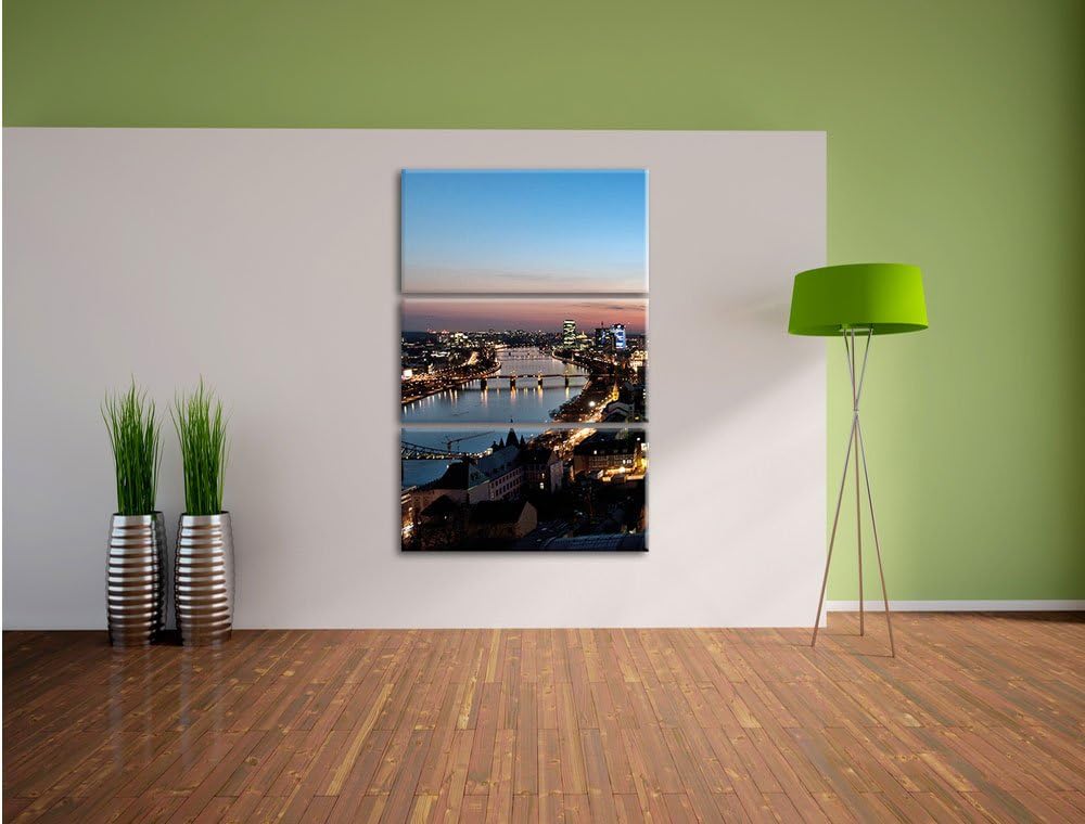 Pixxprint Frankfurt Skyline als Leinwandbild/Grösse: 3 Teilig (120x80) cm/Wandbild/Kunstdruck/fertig