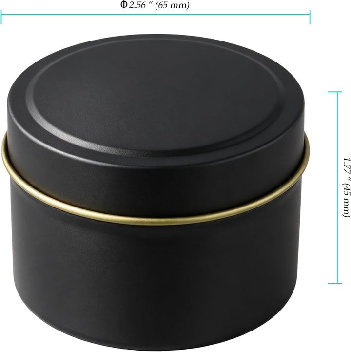 24 Stück Kerzendosen mit Deckel, 120 ml Schwarze Kerzengläser | Runde Metalldose aus Weissblech, 65x