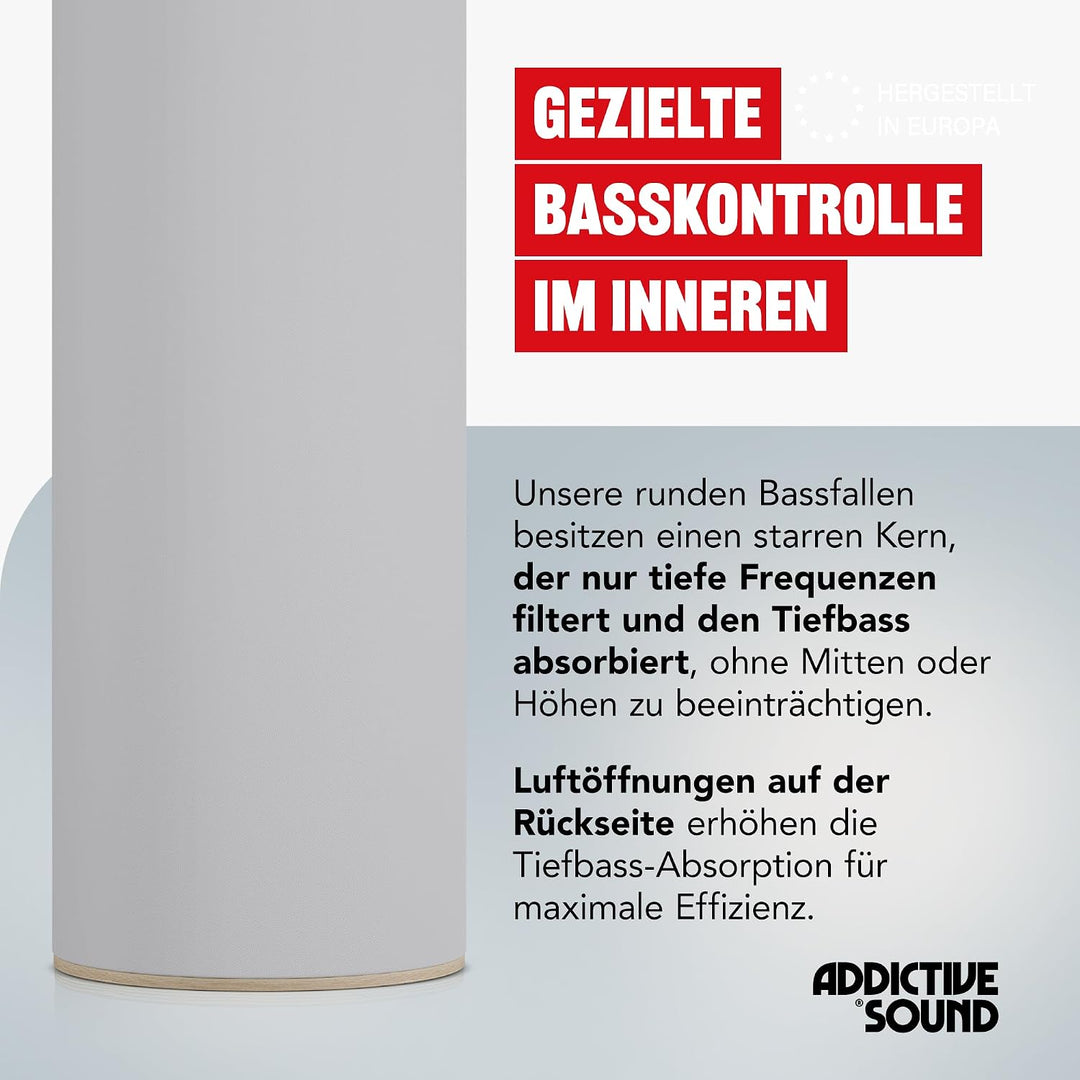 Addictive Sound Bassfalle Rund Standard, Bass Trap 80-210 Hz, Hellgrau, Hellgrau
