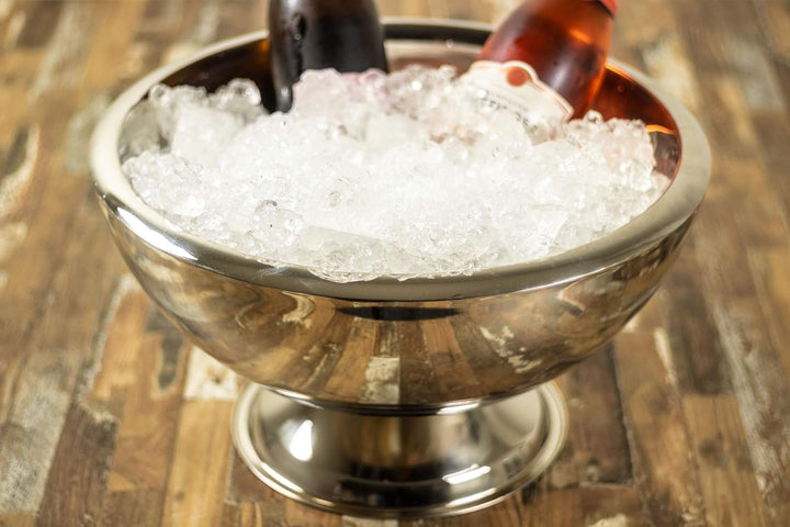 Champagnerkühler,Sektkühler aus Edelstahl, klassischer Stil,hochglanzpoliert, doppelwandig, 10,5 L F