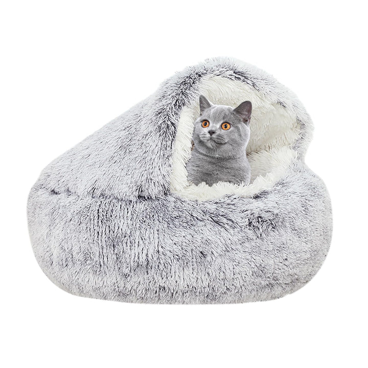 YUDANSI Katzenbett, 40cm Überdachtes Hundebett Katzenhöhlenbett Donut für Kätzchen welpen, Plüsch Ku