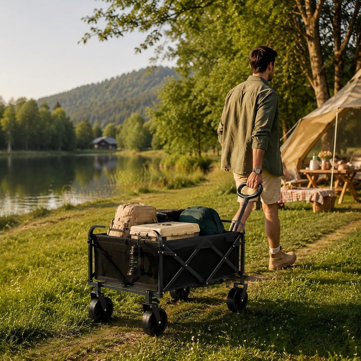 Zstar Bollerwagen Faltbar 220L mit 180 kg Tragkraft | 73 × 46,5 × 89,5 cm, 360° Räder, verstellbarer