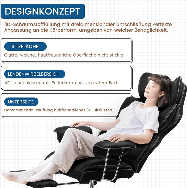 GTPLAYER Gaming Stuhl, Gamer Stuhl, Ergonomischer Bürostuhl COMHOMA Serie mit Fussstütze verstellbar