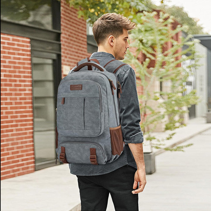 Tzowla Canvas Laptop Rucksack aus Segeltuch,Reise Backpack Tasche Herren und Damen,Arbeit Reiserucks