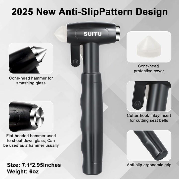 Longzhuo Gurtschneider Notfallhammer, 3 in 1 Notfallhammer Auto mit Gurtschneider, für Auto und Buss