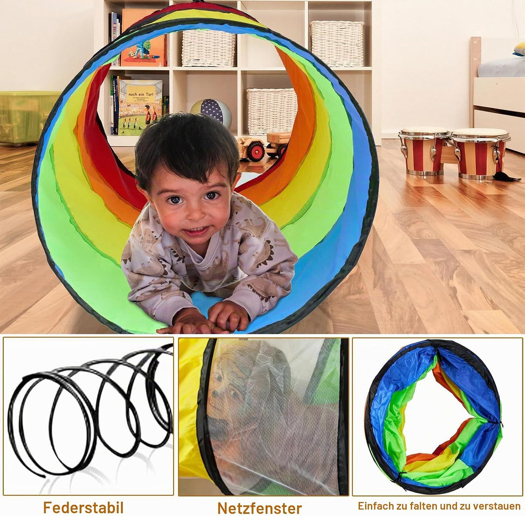 Spieltunnelzelt für Kinder, Krabbeltunnel,Tunnel Kinder,Pop Up Spieltunnel,Faltbarer Spieltunnel für