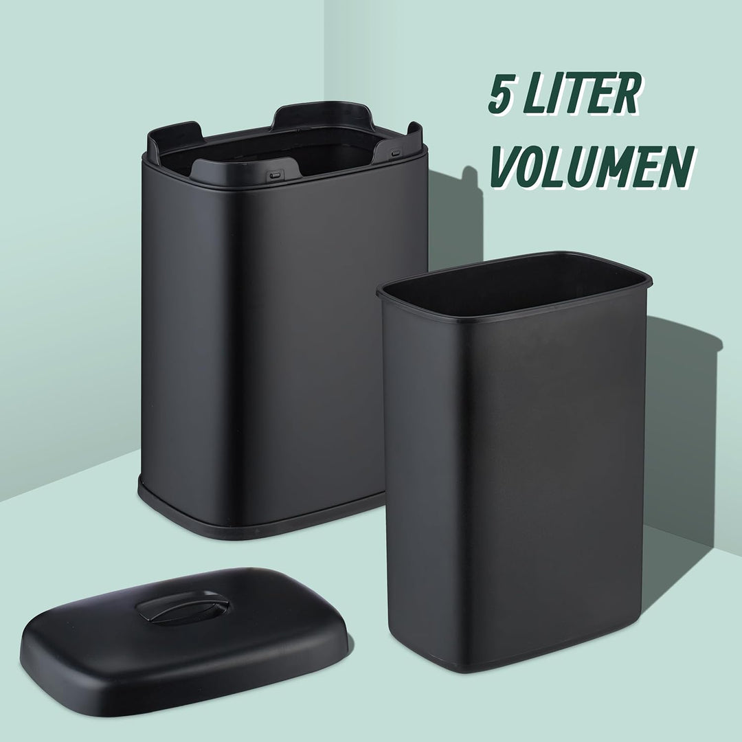 Relaxdays Mülleimer Wandmontage, 5 Liter, Einhängen oder Kleben, Inneneimer, Küchenabfalleimer, Badm