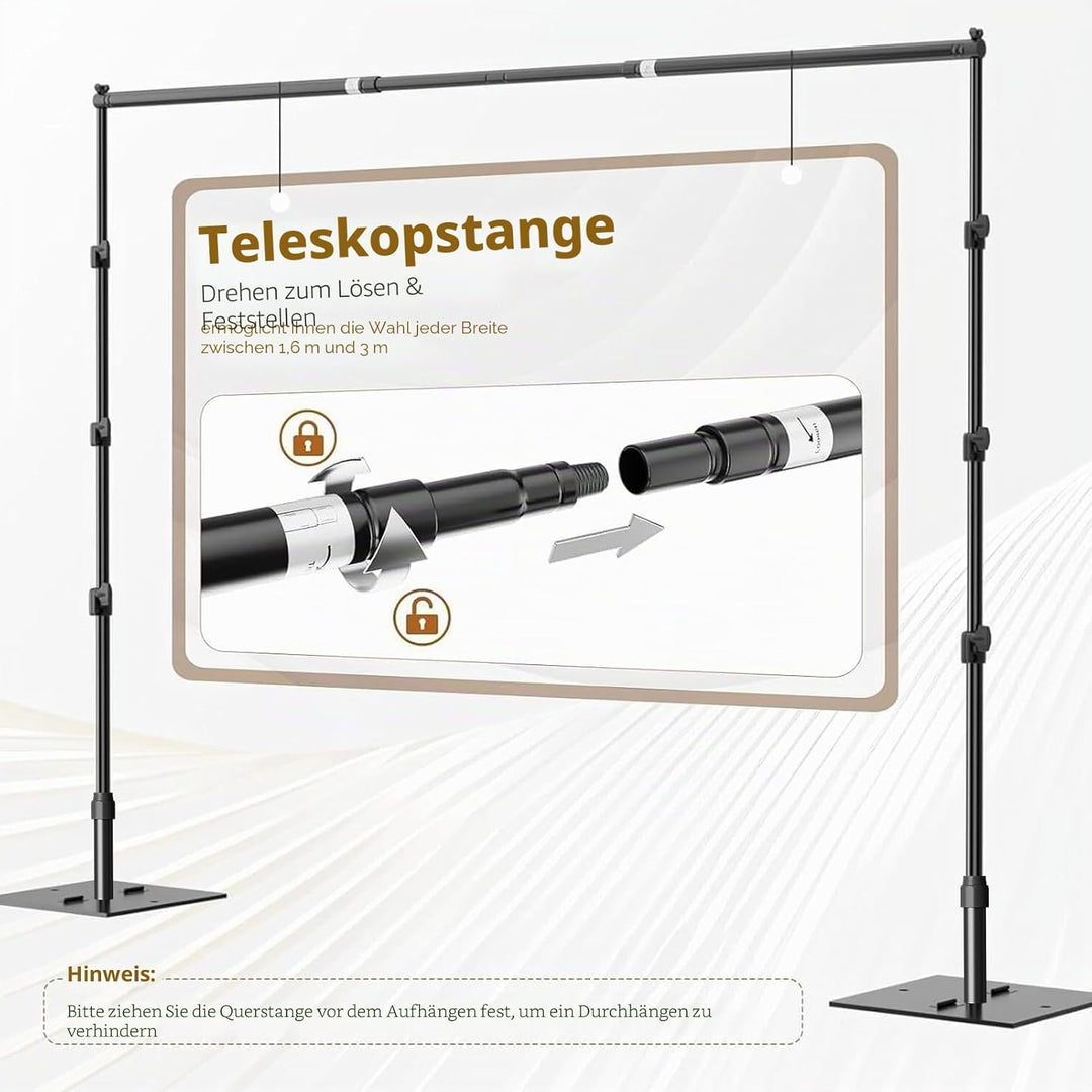 EMART Foto Hintergrund Ständer mit Stahlsockel, 2,6m x 3m Verstellbarer Hintergrundsystem, Hintergru
