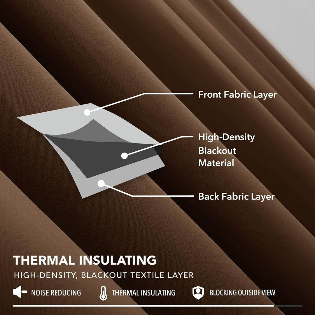 Deconovo Gardinen Kräuselband Vorhang Blickdicht Thermovorhang Verdunkelung, 138x117cm(HöhexBreite),