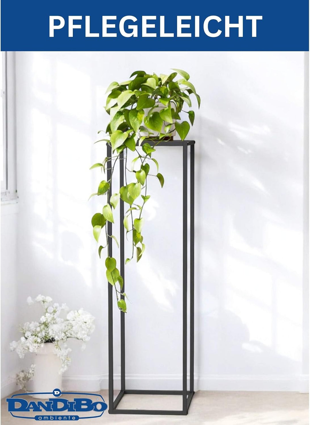 DanDiBo Pflanzenständer Metall Schwarz Eckig 100 cm 96589 Beistelltisch Hoch Blumenhocker Blumenstän