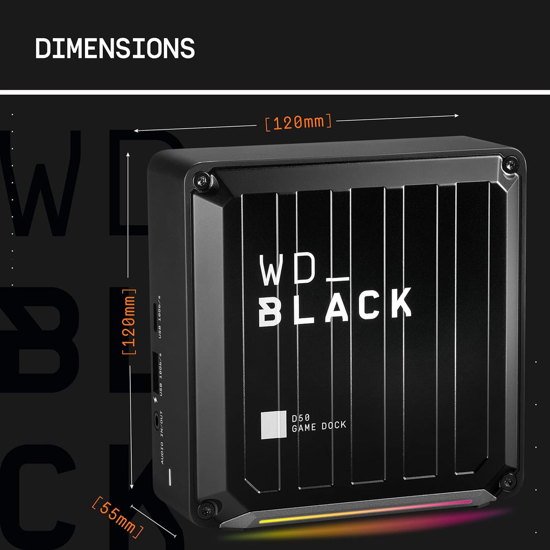 WD_BLACK D50 Game Dock (2x Thunderbolt 3 Anschlüsse, DisplayPort 1.4, 2x USB-C, 3x USB-A, Audio Ein/