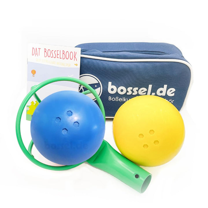 Carls Bosselset Bosselkugeln 2 Stück, Kraber und Tasche gelb/blau, gelb/blau